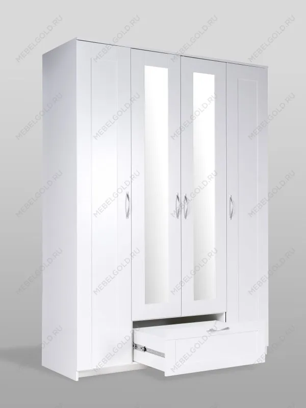 Шкаф Сириус, 4 двери и 1 ящик с зеркалом, 156х59х220 см, белый | изображение 11