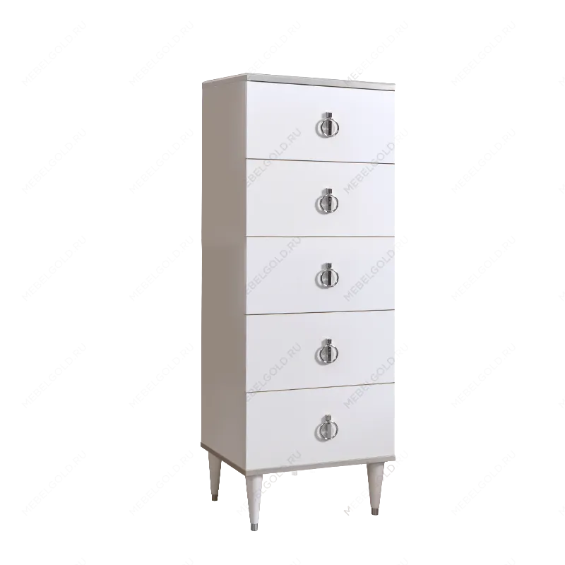 Комод узкий Римини (Белый/Серебро) РМКМ-2