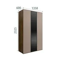 Шкаф 3-х дверный Bogemia Woodline Air (Мокка/Черный) БМШ2/3(1)