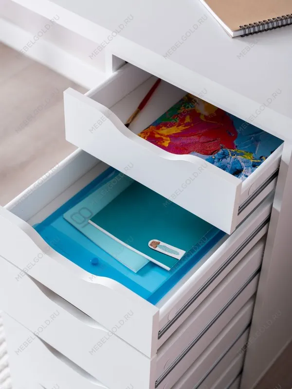 Стол письменный Ингар, с дверцей и 5 ящиками, 140x75x55, белый | изображение 8