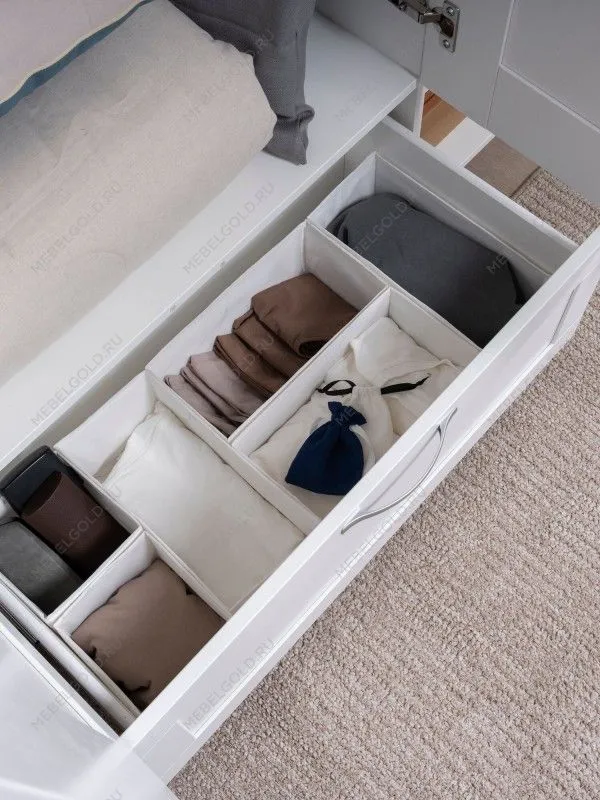 Шкаф Сириус, 3 двери и 1 ящик, 117х50х190 см, с зеркалом, белый | изображение 4