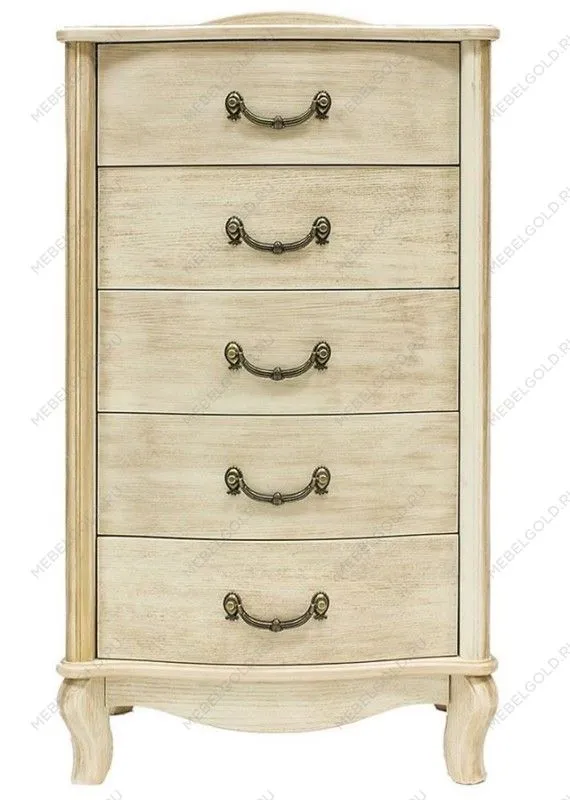 Комод Джульетта узкий 5 ящ. (дуб шампань/золотая патина) | изображение 2