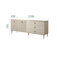 Комод для гостиной 2.1м Римини СОЛО (Ваниль/Серебро) РМКМ-5(s)