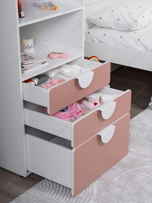 Стеллаж Пикси, с тремя выдвижными ящиками 60x57x120, мечтательный пион | изображение 4