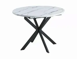 Стол обеденный Signal GASTON 100 раскладной (белый мрамор/черный мат)