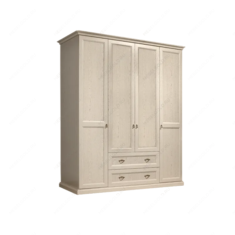 Шкаф 4-х дв. (без зеркал) для платья и белья с выдвижными ящиками Венеция дуб седан ВНШ2/41