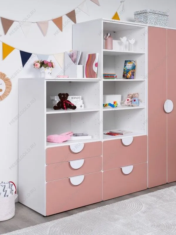 Стеллаж Пикси, с двумя выдвижными ящиками 60x57x180, мечтательный пион | изображение 6