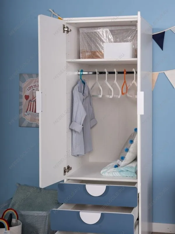 Шкаф распашной Пикси, с двумя дверьми, тремя выдвижными ящиками и полкой 60x57x180, озорной василек | изображение 3