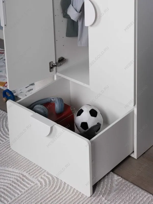 Шкаф распашной Пикси, с двумя дверьми, полкой и выдвижным ящиком 60х57х120, белый (робкий подснежник) | изображение 4