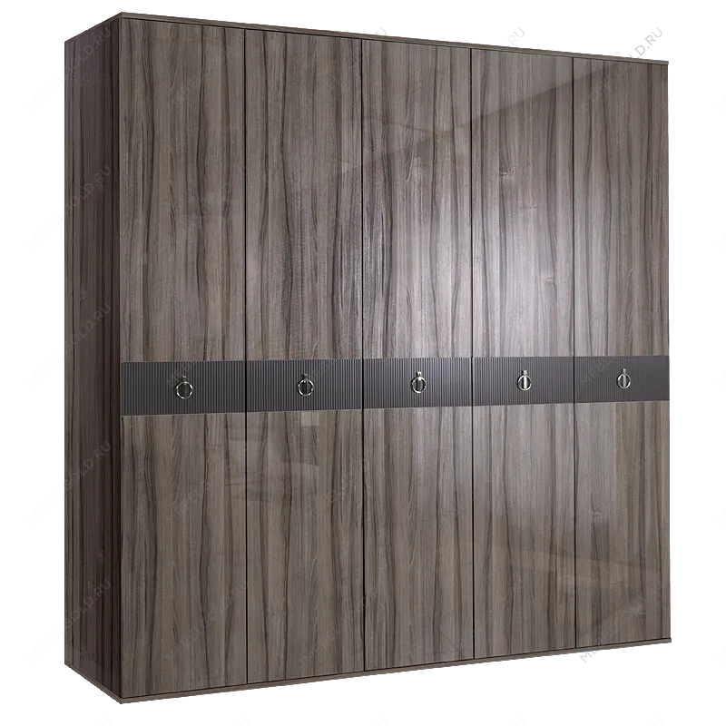 Шкаф 5-ти дверный Римини СОЛО (Орех империя/Серебро) РМШ2/5(s)