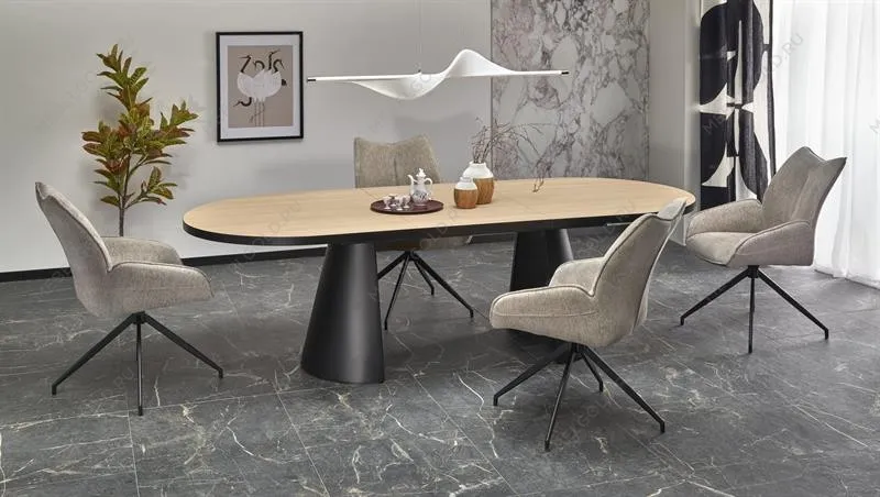 Стол обеденный Halmar GIACOMO 180 раскладной (натуральный/черный) | изображение 1