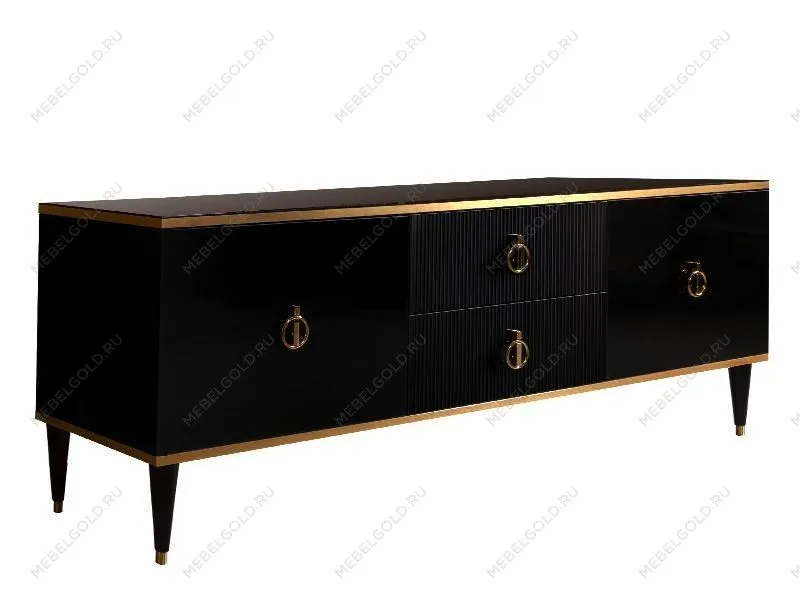Тумба под телевизор Римини СОЛО (Черный/Золото) РМТ-3(s)