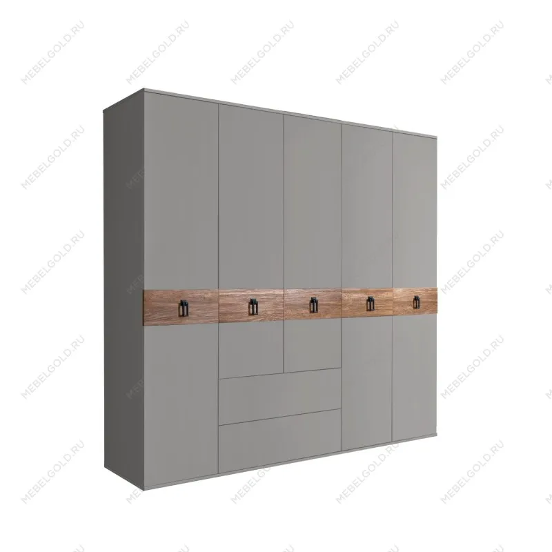 Шкаф 5-ти дверный с ящиками, Bogemia Wood Fa (Серый/Черный) БМШ2/51(Wo)