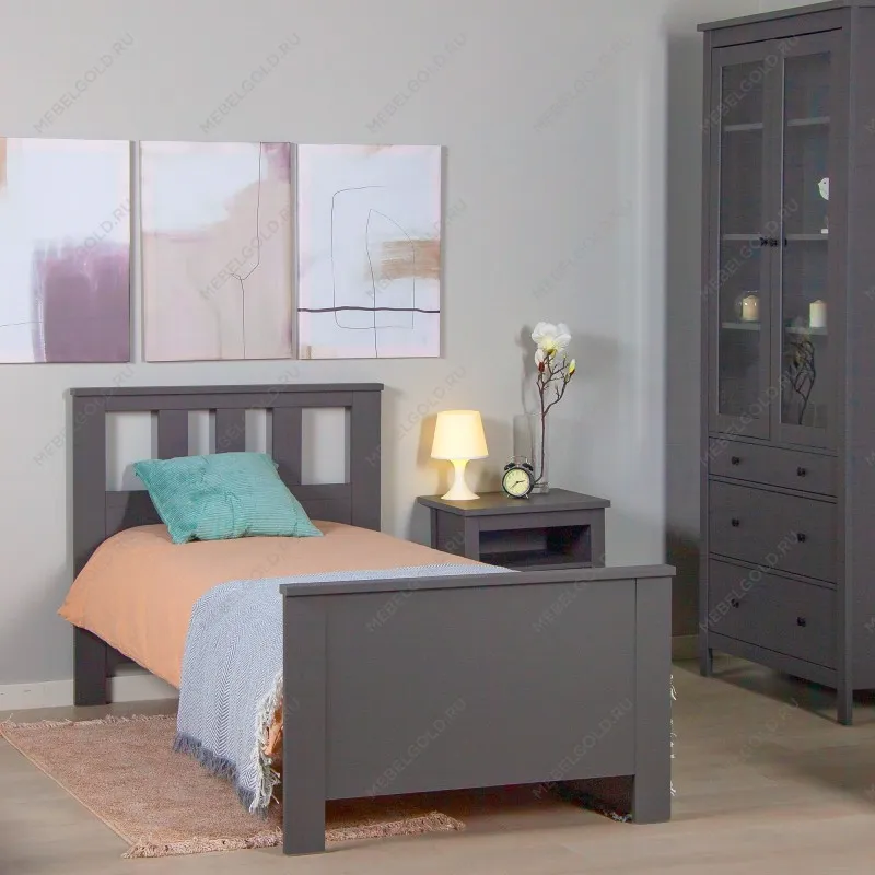 Кровать односпальная Сага, 90х200 см, серая | изображение 2