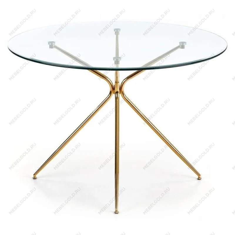 Стол обеденный Halmar RONDO (прозрачный/золотой)