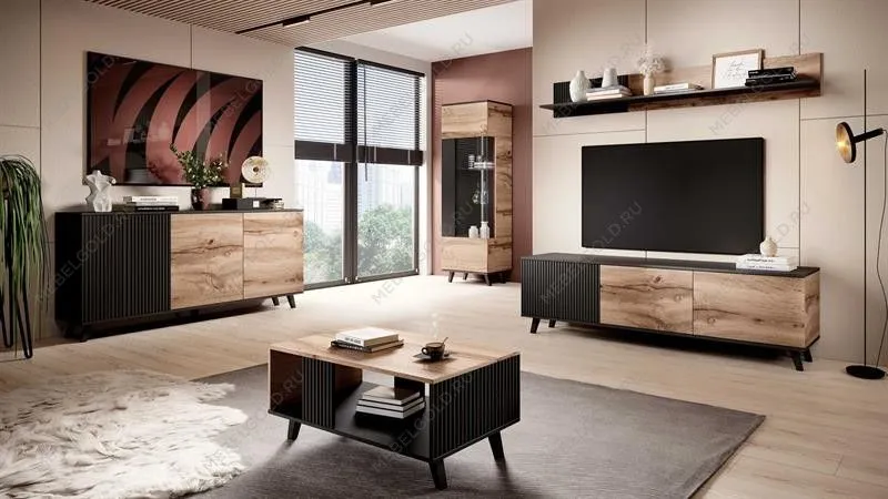 Полка Halmar RANDOM P-2 (дуб вотан/черный) | изображение 1