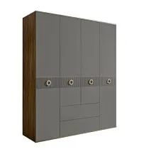 Шкаф 4-х дверный с ящиками Bogemia Woodline Fi (Серый/Золото) БМШ2/41