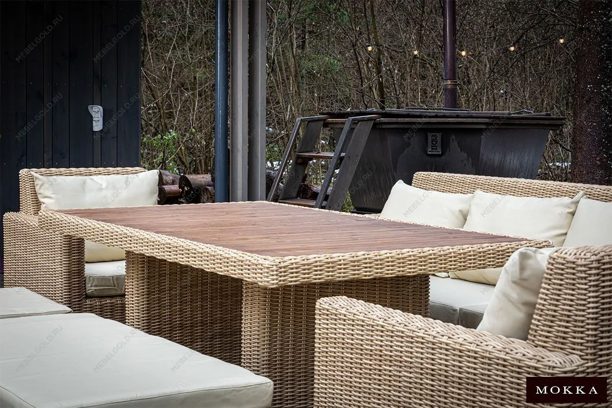 MOKKA BELLA стол прямоугольный с деревянной столешницей, соломенный | изображение 7