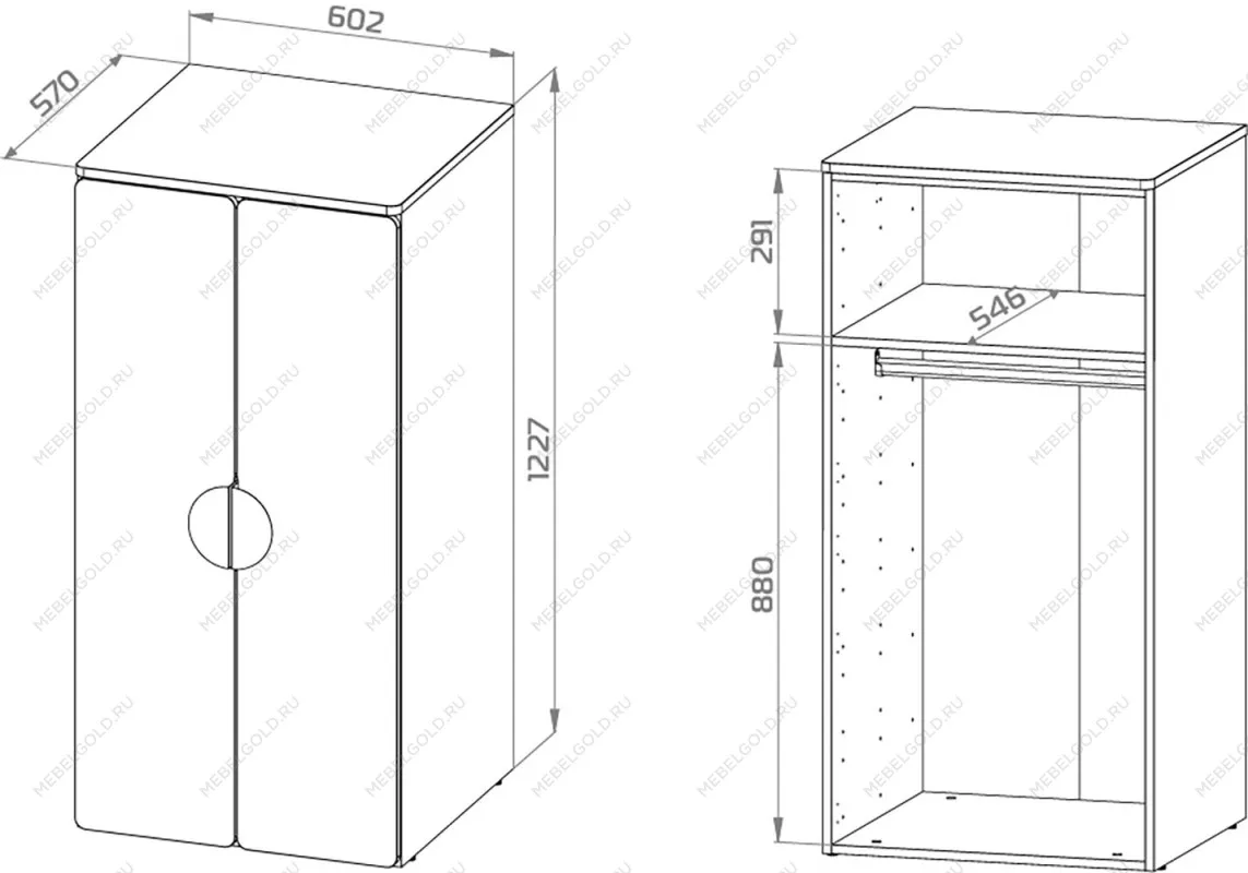 Шкаф Пикси распашной, с двумя дверьми и полкой 60х57х120, белый (робкий подснежник) | изображение 14