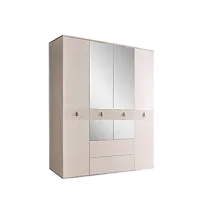 Шкаф 4-х дверный с зеркалом, с ящиками Римини СОЛО (Слоновая кость/Серебро) РМШ1/41(s)