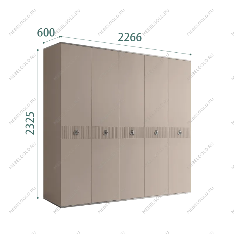 Шкаф 5-ти дверный Римини СОЛО (Мокка/Серебро) РМШ2/5(s)