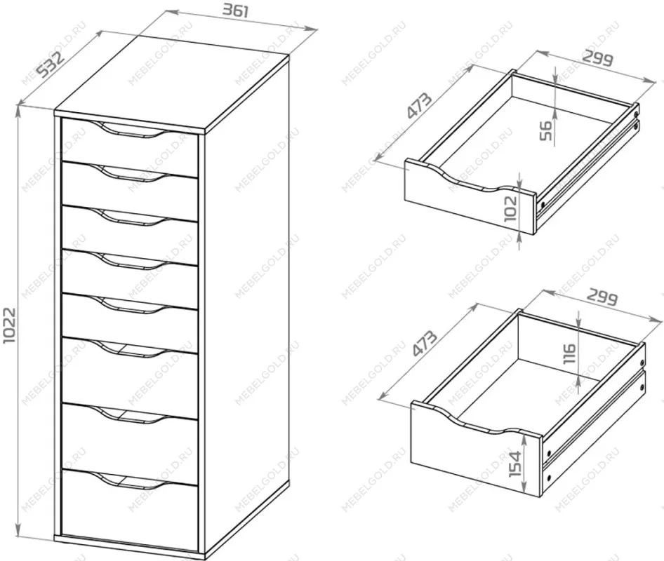 Комод Ингар, 8 ящиков, 36x102x53 см, белый | изображение 16