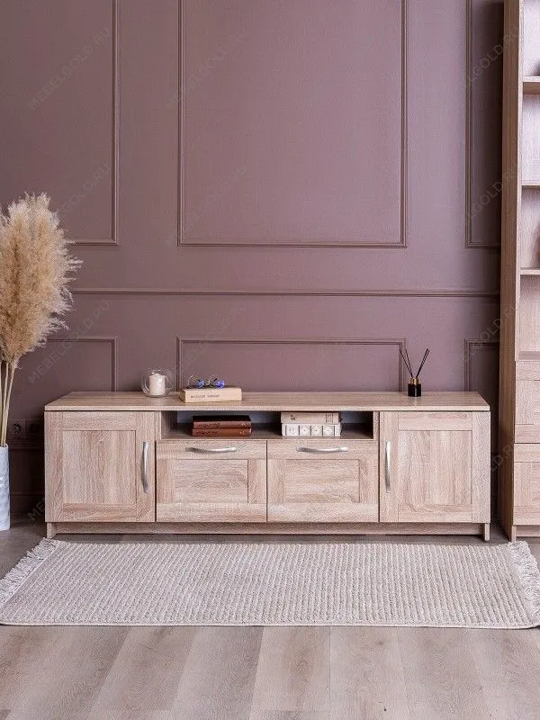 Тумба для ТВ Сириус, 2 двери и 2 ящика, 156х41х47 см, дуб сонома | изображение 1