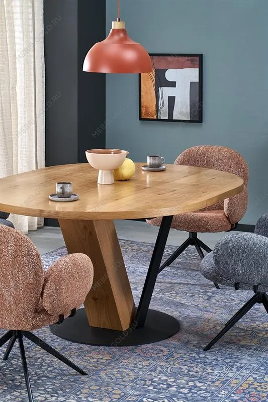 Стол обеденный Halmar FANIS OKRAGLY 120 (натуральный/черный) | изображение 11