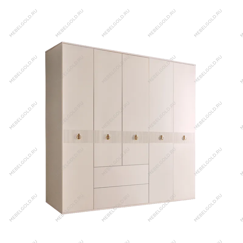Шкаф 5-ти дверный с ящиками Римини СОЛО (Бежевый/Золото) РМШ2/51(s)