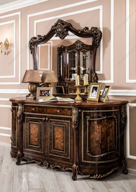 Комод Джоконда корень дуба глянец с зеркалом (гостиная)