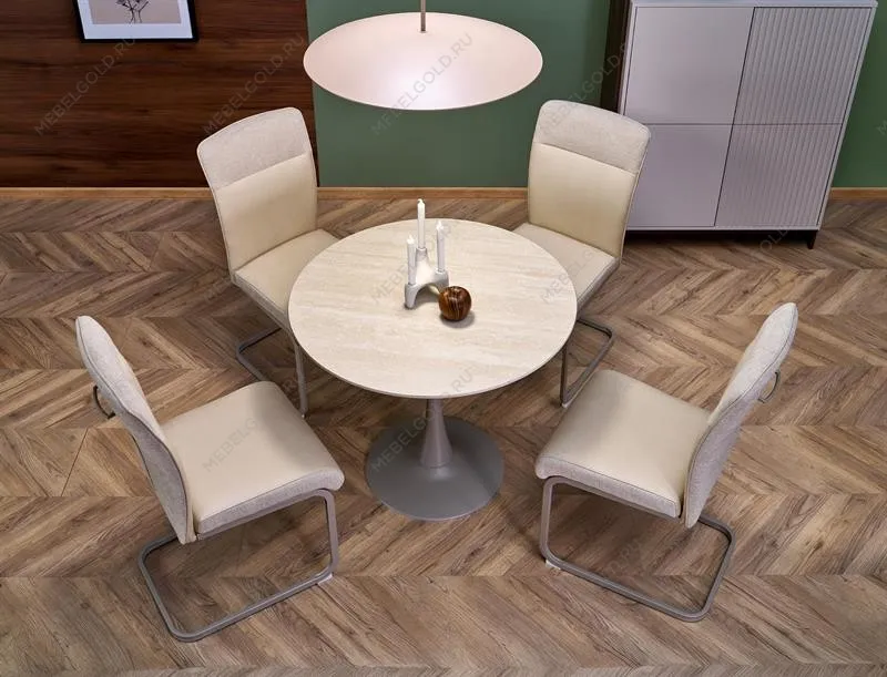 Стол обеденный Halmar TOLIO 90 (травертин/кашемир) | изображение 8