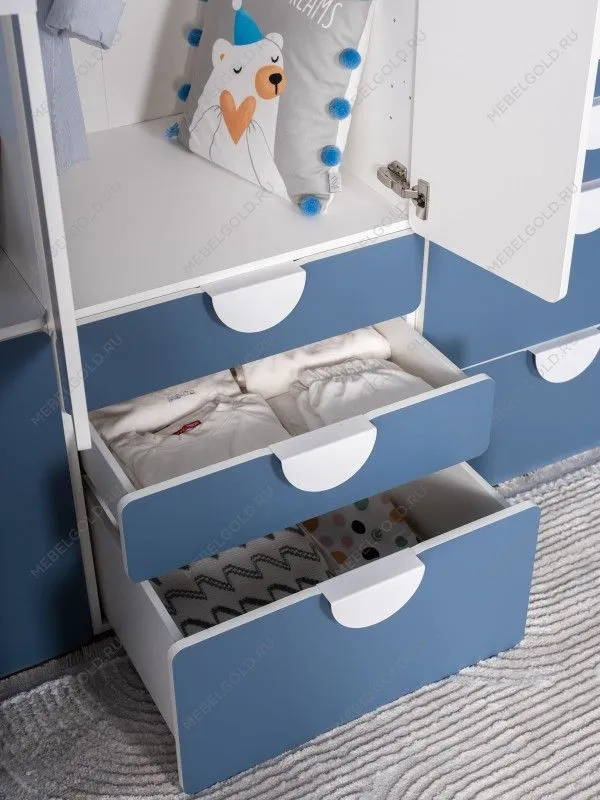 Шкаф распашной Пикси, с двумя дверьми, тремя выдвижными ящиками и полкой 60x57x180, озорной василек | изображение 5