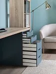 Стол письменный Ингар, 5 ящиков, 140х75х55 см, серо-бирюзовый/черный, столешница дуб беленый | изображение 8