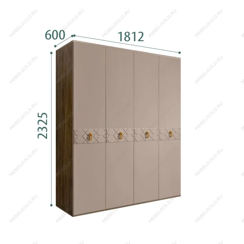 Шкаф 4-х дверный Bogemia Woodline Fa (Мокка/Золото) БМШ2/4