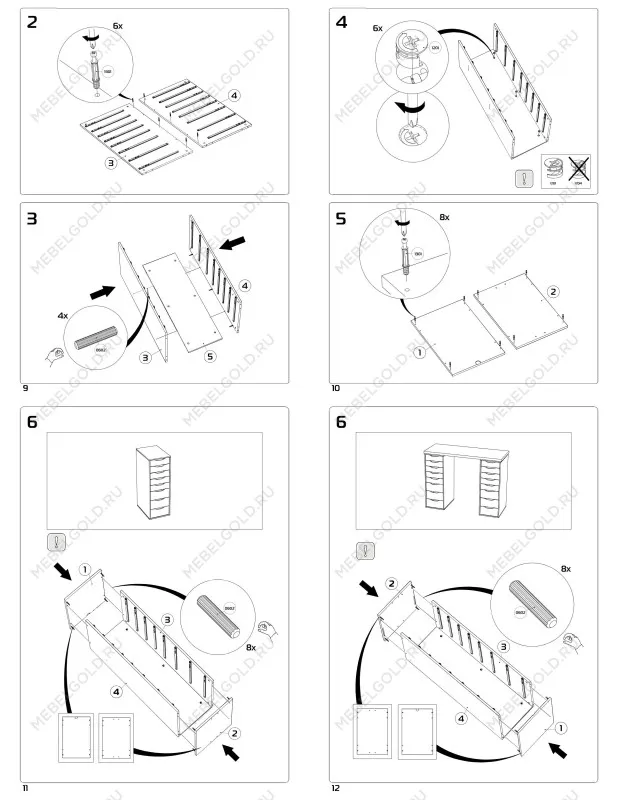 Стол письменный Ингар, 16 ящиков, 140х106х55 см, белый | изображение 17