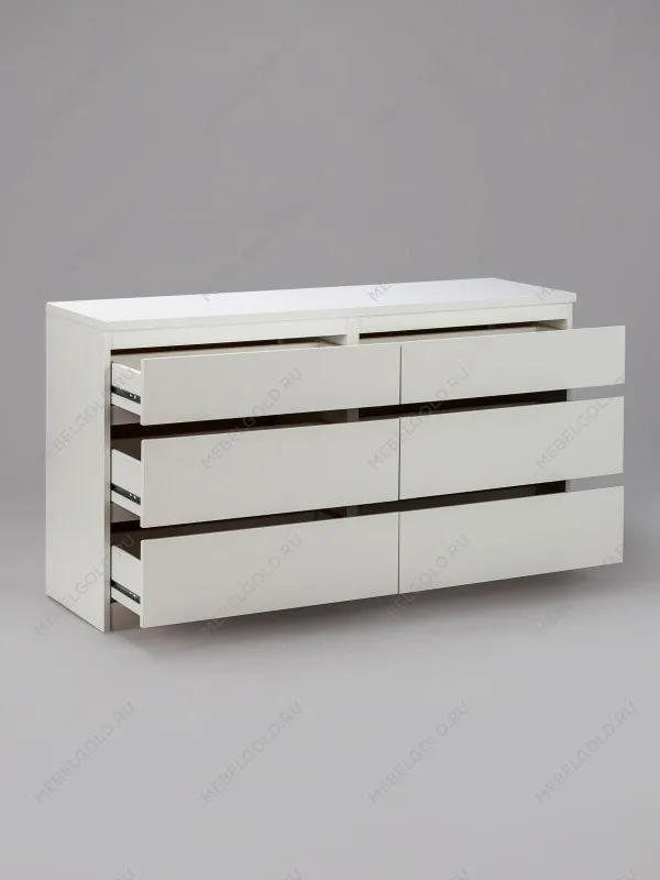 Комод Кастор, 6 ящиков, 129х40х71 см, белый | изображение 12