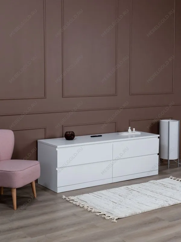 Комод Варма Прайм, 4 ящика, горизонтальный, 160х54х48 см, эмаль, белый | изображение 5