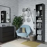 Стеллаж Варма, 6 полок, 38х198х28 см, шпон ясень, черный | изображение 2