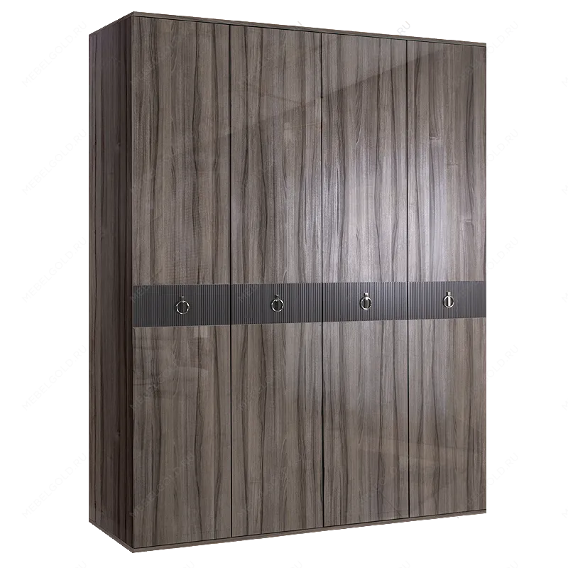 Шкаф 4-х дверный Римини СОЛО (Орех империя/Серебро) РМШ2/4(s)