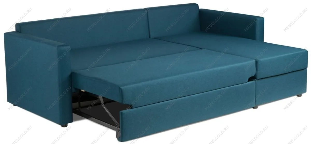 Диван угловой трехместный Вало с коротким подлокотником, сине-зелёный, рогожка | изображение 1
