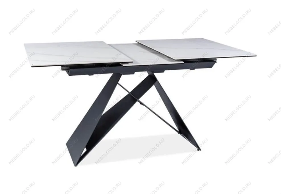 Стол обеденный Signal WESTIN SC раздвижной (эффект белого мрамора/черный мат)