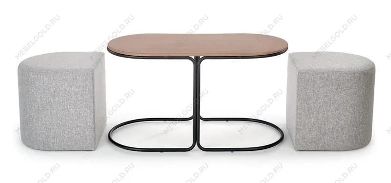 Комплект Halmar PAMPA, стол журнальный + 2 пуфа (орех/черный, серый) | изображение 7