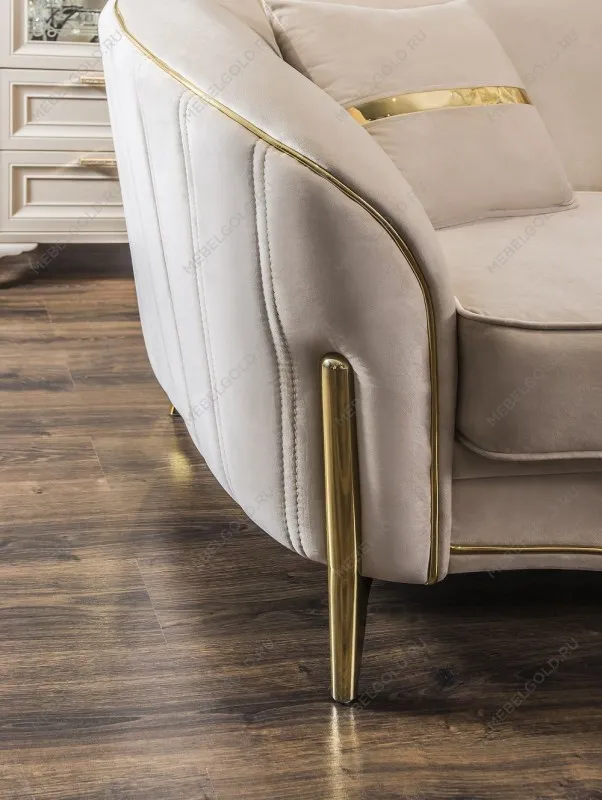 Диван Лара 3х местный бежевый золото | изображение 6