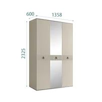 Шкаф 3-х дверный с зеркалом Римини СОЛО (Ваниль/Серебро) РМШ1/3(s)