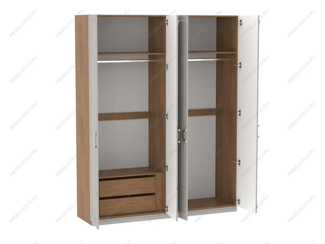 Шкаф 4-дверный с декор обкладом и доп. ящиками, Палермо (1832*533*2304) Дуб Каселла коричневый/Экокожа Мокко | изображение 1