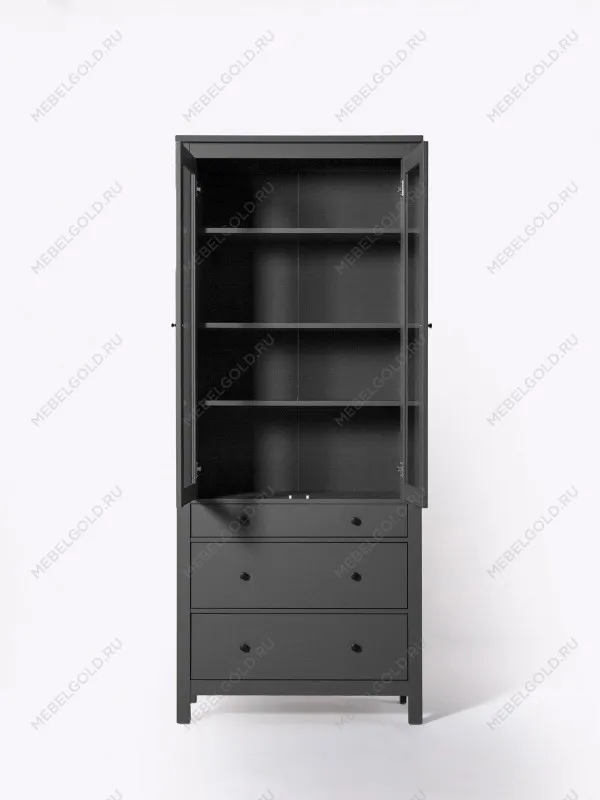 Лобня - Шкаф с витриной Сага, 90х41х215 см, серый | изображение 13