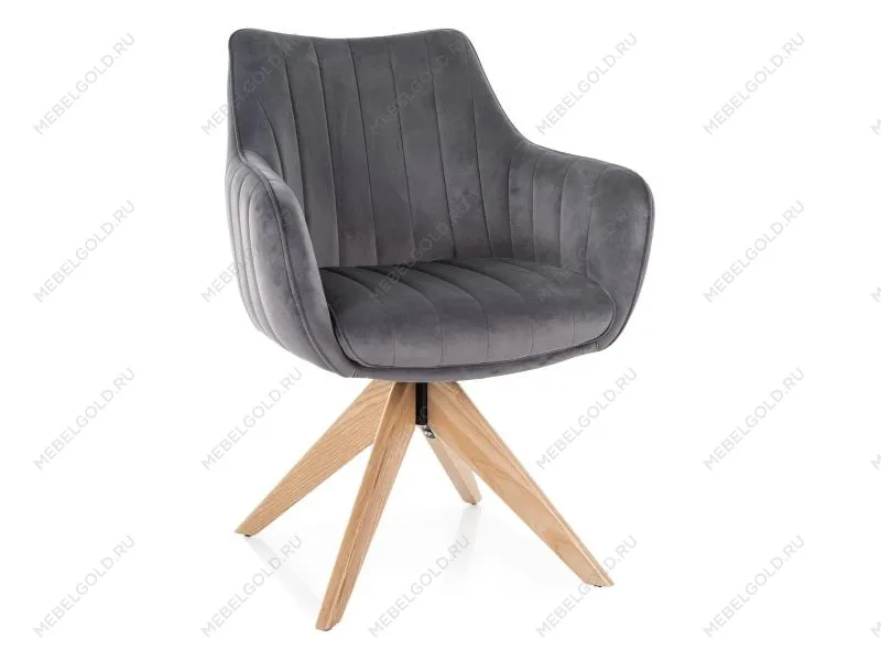 Стул кухонный Signal AZALIA D Velvet Bluvel 14 поворотный (серый/дуб)