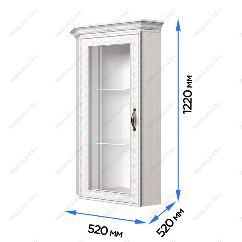 Шкаф с витриной Тиффани 1VU вудлайн кремовый | изображение 2