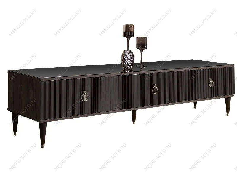 Тумба под телевизор 3 ящика Римини СОЛО (Орех империя/Серебро) РМТ-4(s)[10]