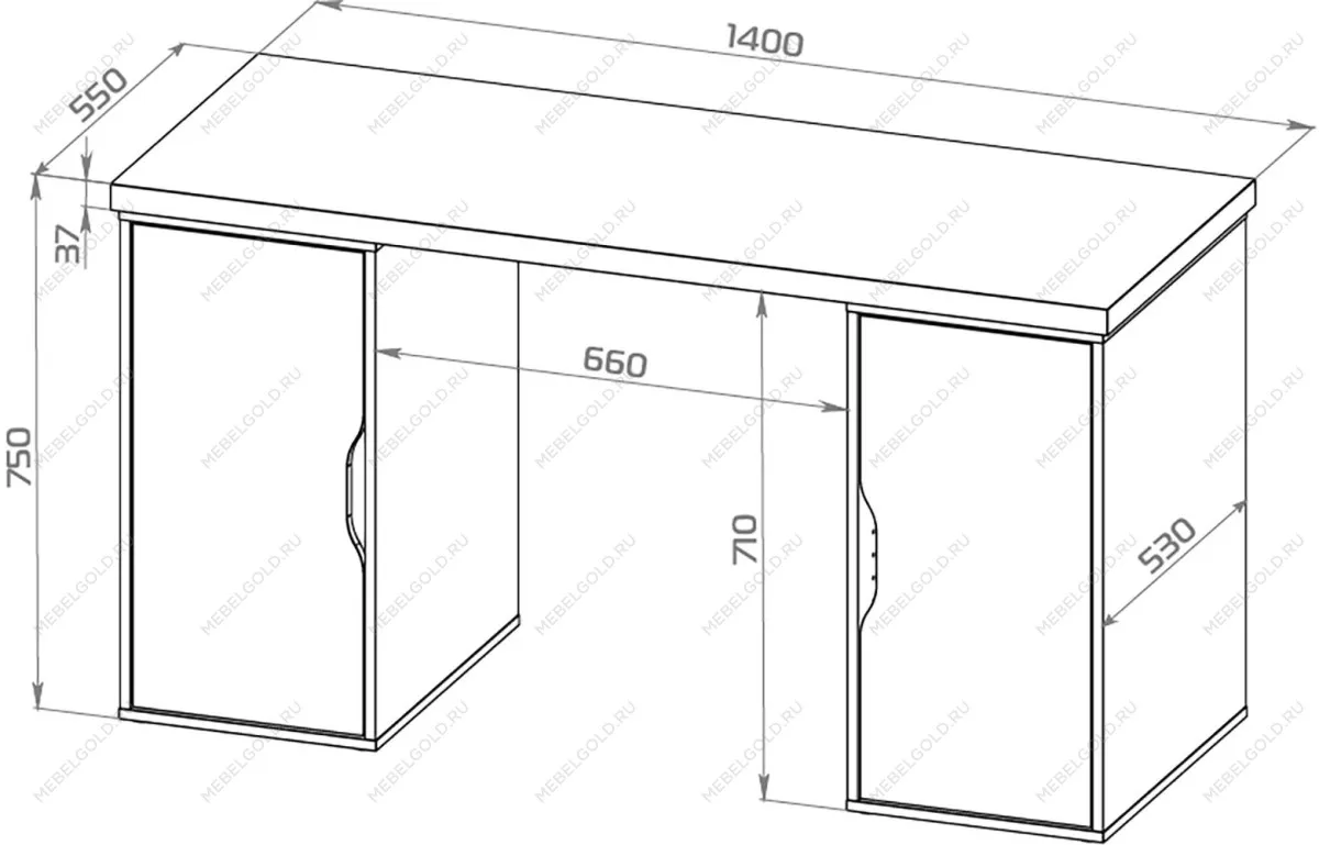 Стол письменный Ингар, с двумя дверцами, 140x75x55, белый | изображение 12